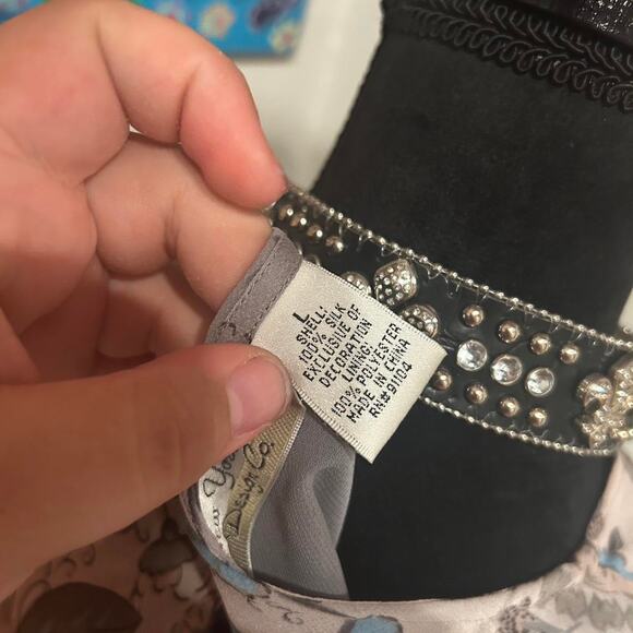 New York City Design Co Vintage 90s Grey and blue floral blouse - Picture 8 of 8